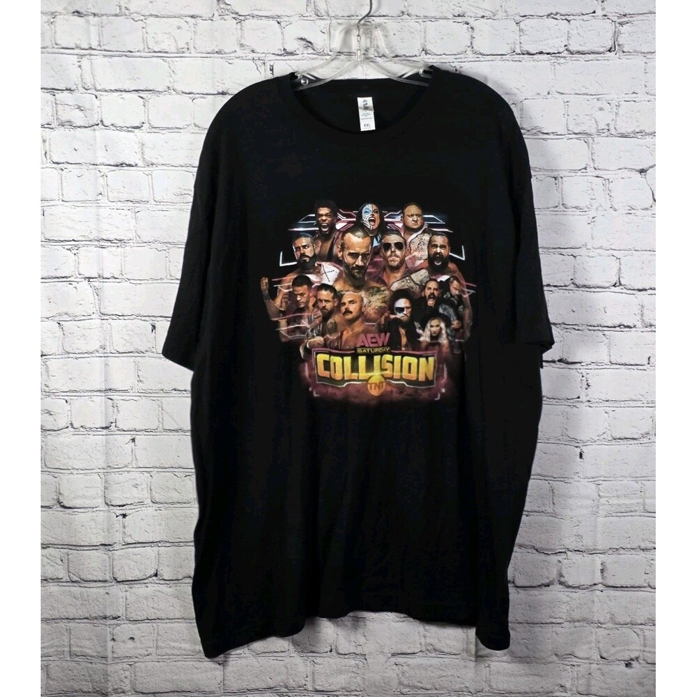AEW‎ Men's XXL Black  "Saturday Collision" SS T-shirt